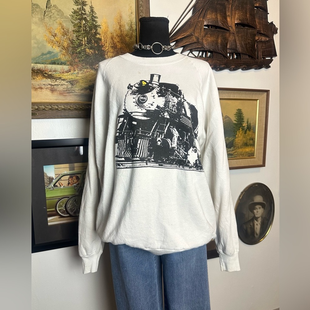 Vintage 1990 Rivertown Trading Co. Train Crewneck Sweatshirt Adult XL